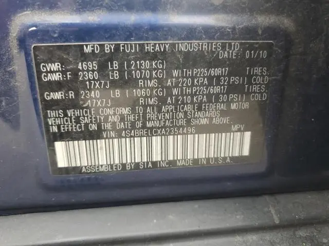 2010 SUBARU OUTBACK 3.6R LIMITED  