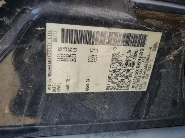 2012 NISSAN MAXIMA S  