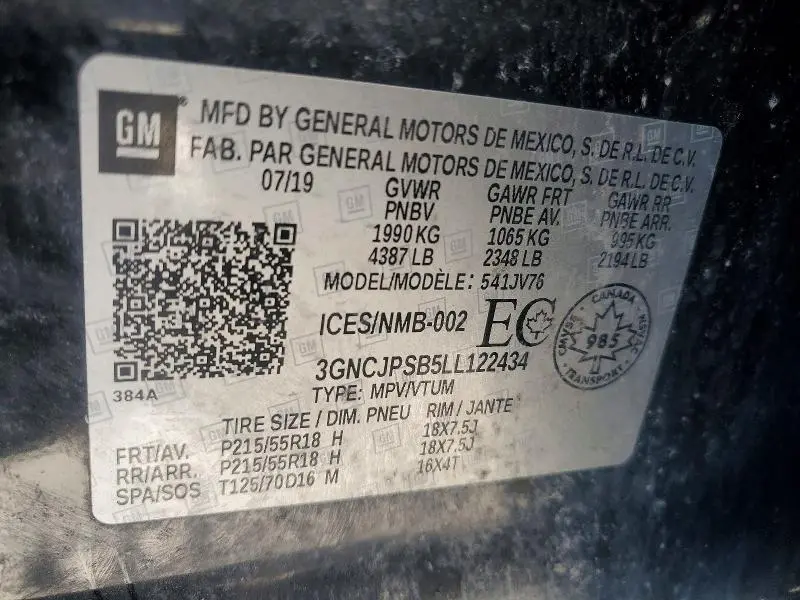 2020 CHEVROLET TRAX 1LT  