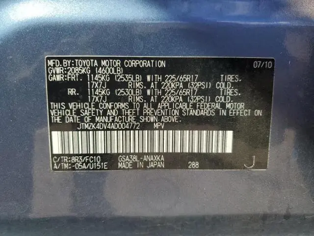 2010 TOYOTA RAV4   