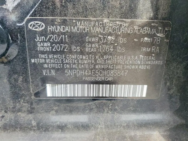 2012 HYUNDAI ELANTRA GLS  