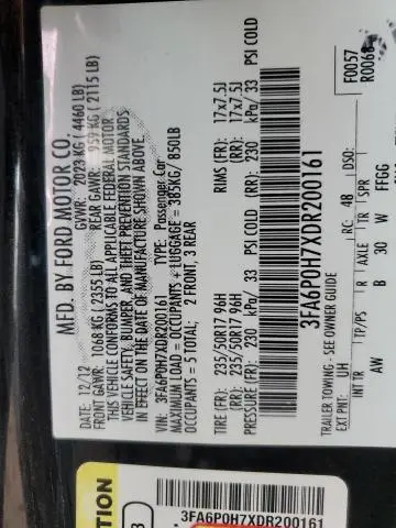2013 FORD FUSION SE  