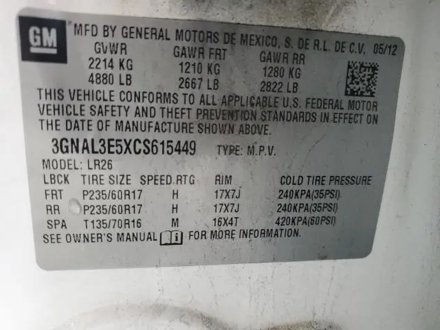 2012 CHEVROLET CAPTIVA SPORT  