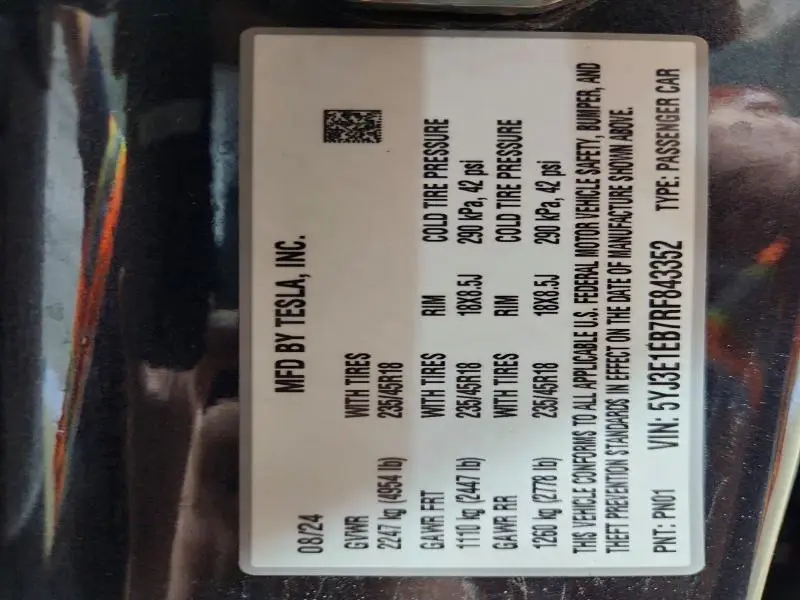 2024 TESLA MODEL 3   