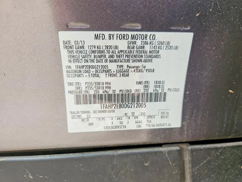 2013 FORD TAURUS SEL  