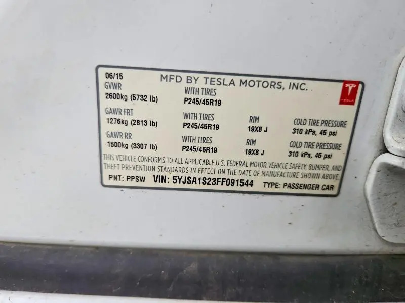 2015 TESLA MODEL S 70D  