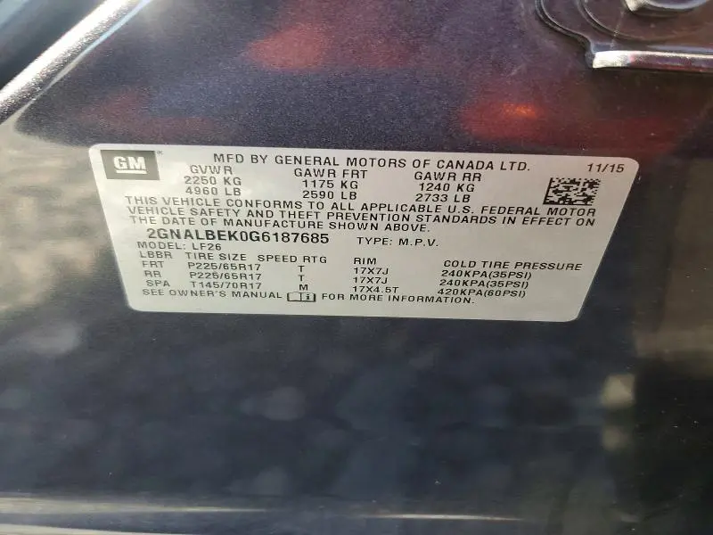 2016 CHEVROLET EQUINOX LS  