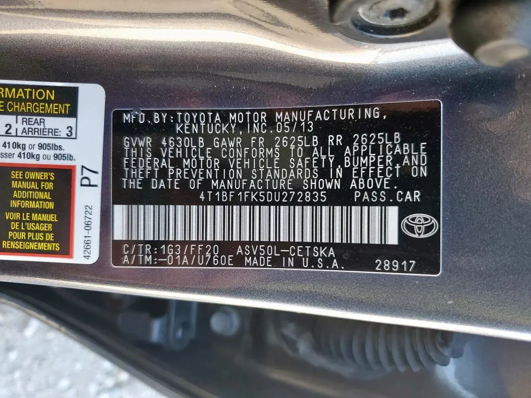 2013 TOYOTA CAMRY L  