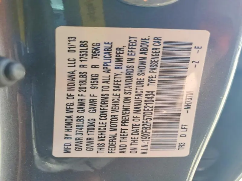 2013 HONDA CIVIC LX  