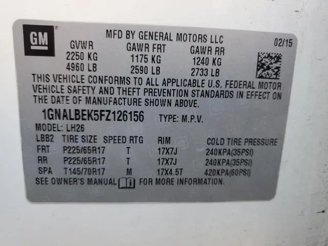 2015 CHEVROLET EQUINOX LT  