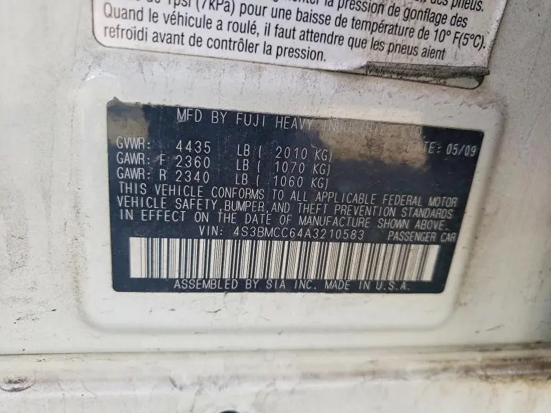 2010 SUBARU LEGACY 2.5I PREMIUM  