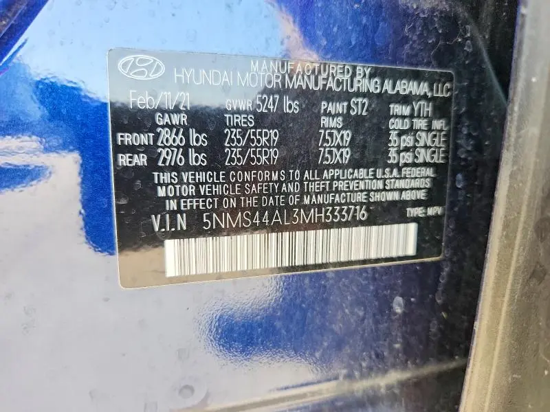 2021 HYUNDAI SANTA FE LIMITED  