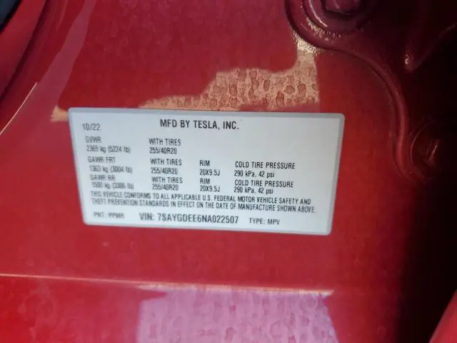 2022 TESLA MODEL Y   