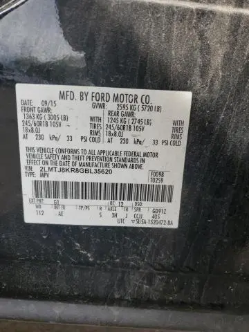 2016 LINCOLN MKX SELECT  