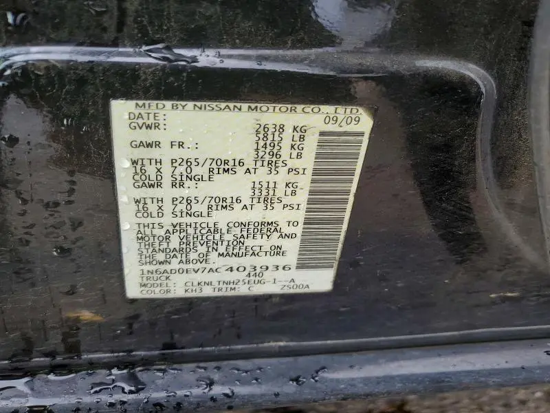 2010 NISSAN FRONTIER SE V6  