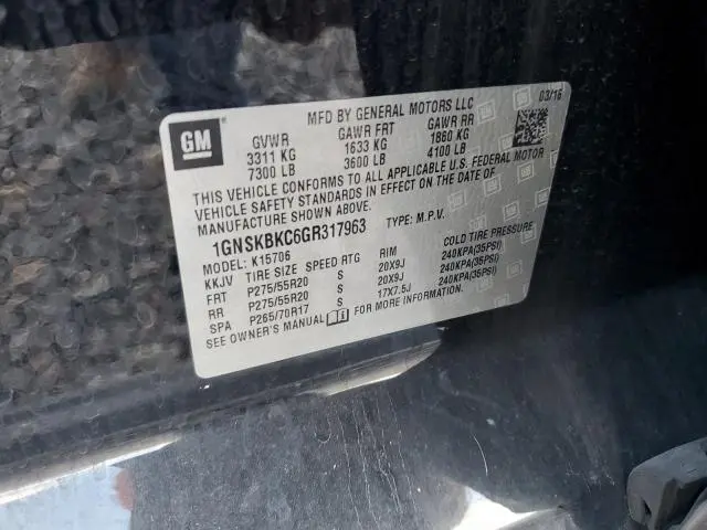 2016 CHEVROLET TAHOE K1500 LT  