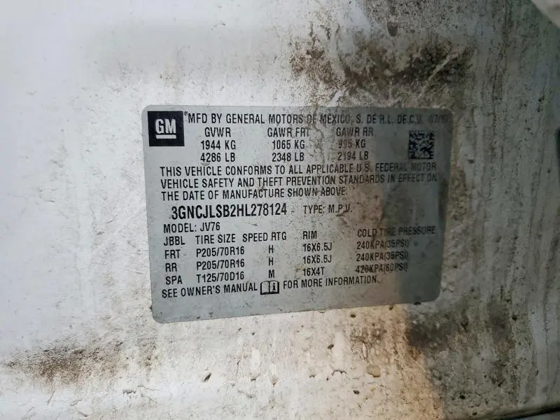 2017 CHEVROLET TRAX 1LT  