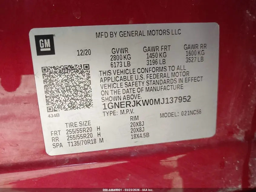 2021 CHEVROLET TRAVERSE FWD RS
