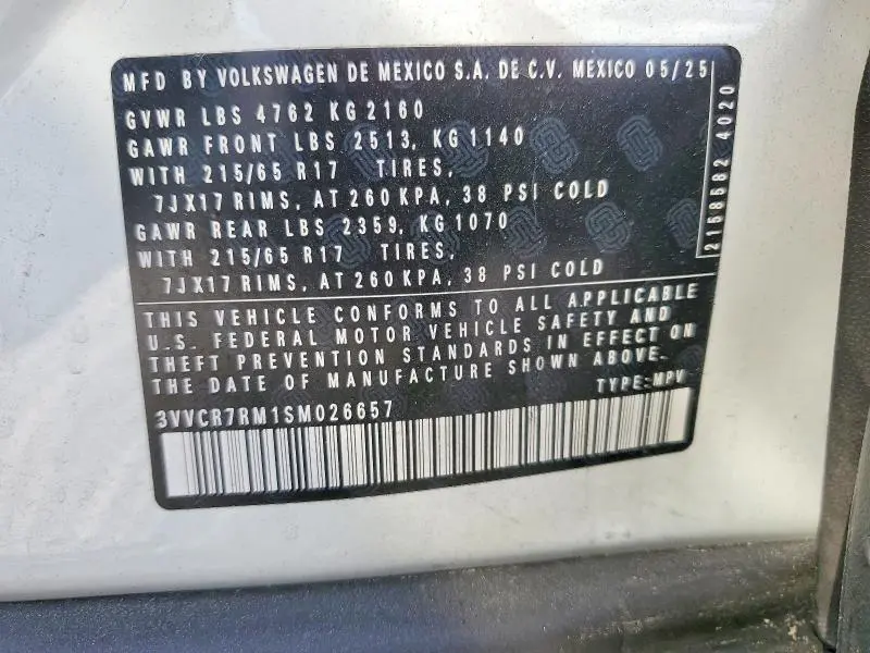 2025 VOLKSWAGEN TIGUAN S  