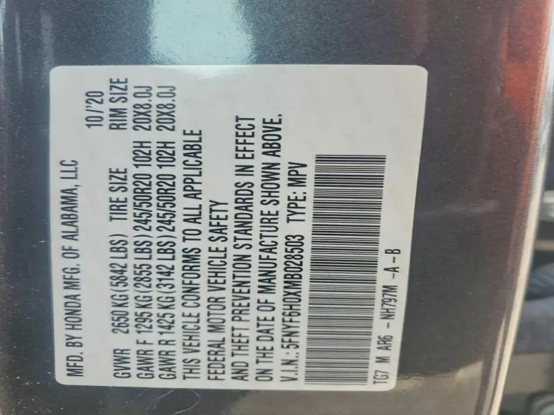 2021 HONDA PILOT ELITE  