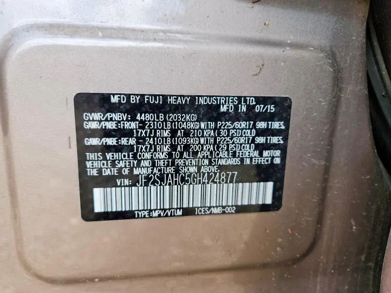 2016 SUBARU FORESTER 2.5I LIMITED  
