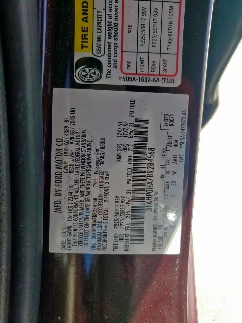2011 FORD FUSION SE