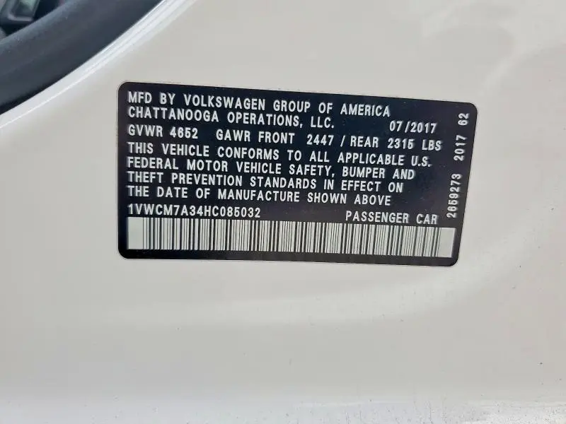 2017 VOLKSWAGEN PASSAT SEL PREMIUM  