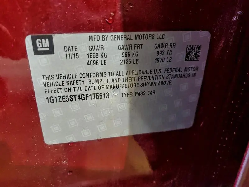 2016 CHEVROLET MALIBU LT  