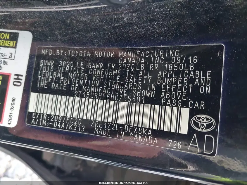 2017 TOYOTA COROLLA SE