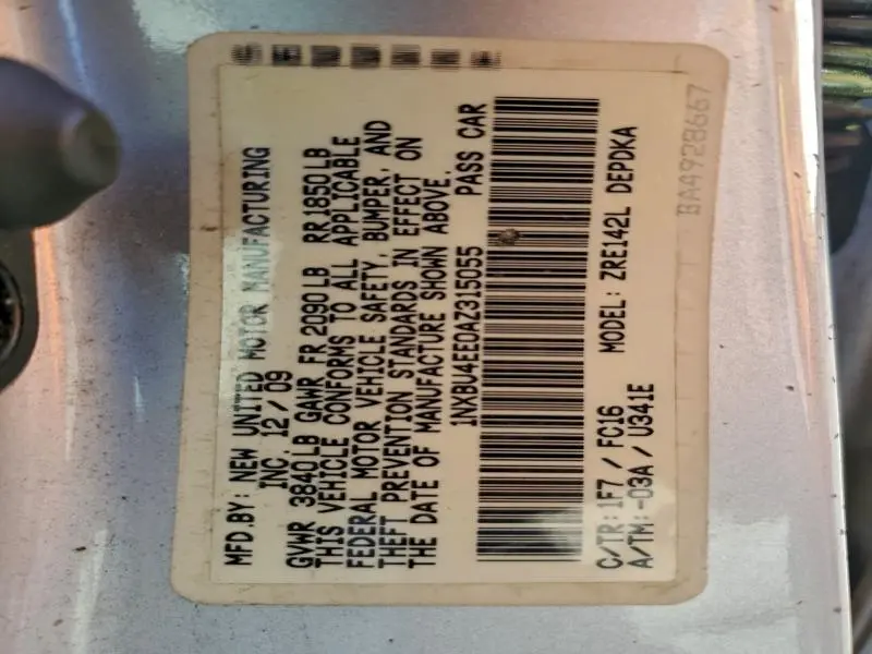 2010 TOYOTA COROLLA BASE  