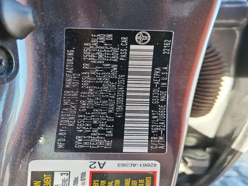 2012 TOYOTA AVALON LIMITED  