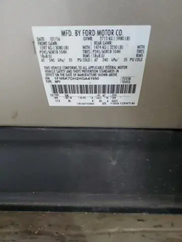 2017 FORD EXPLORER XLT  