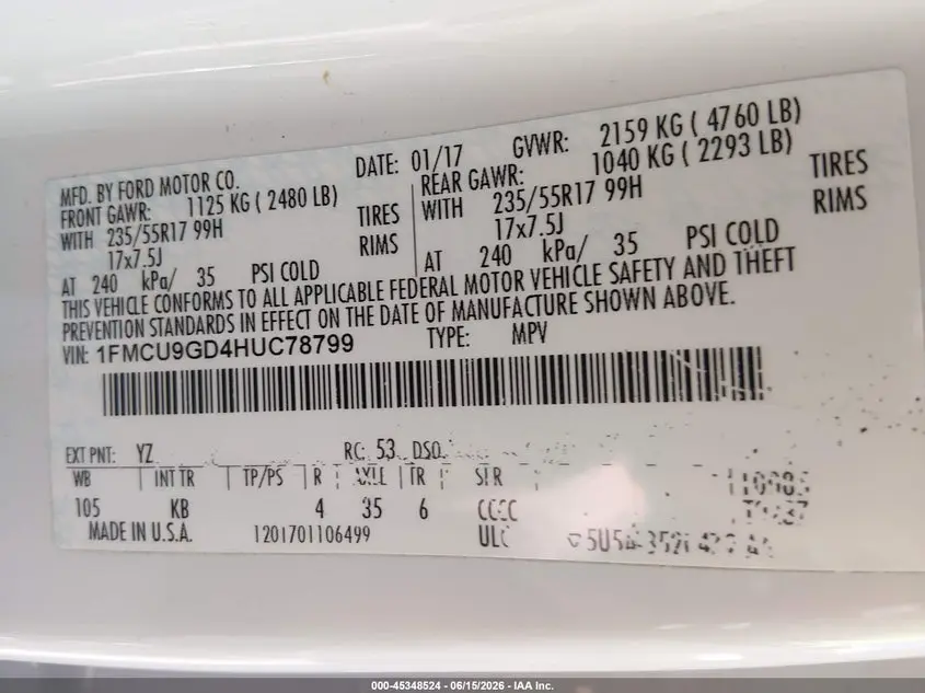 2017 FORD ESCAPE SE