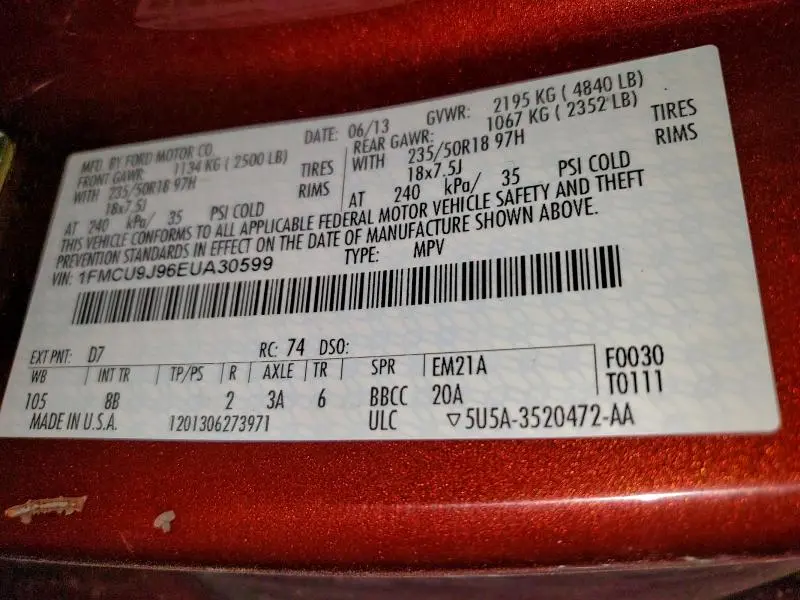 2014 FORD ESCAPE TITANIUM  