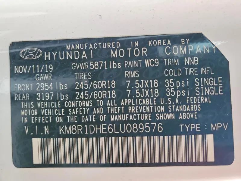 2020 HYUNDAI PALISADE SE  