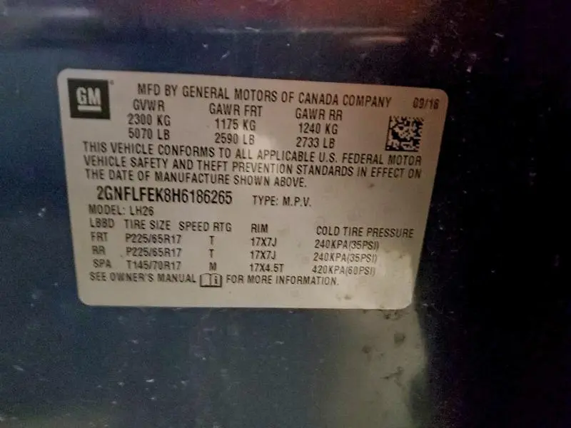 2017 CHEVROLET EQUINOX LT  