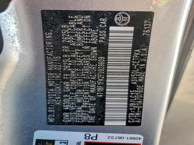 2015 TOYOTA CAMRY LE  