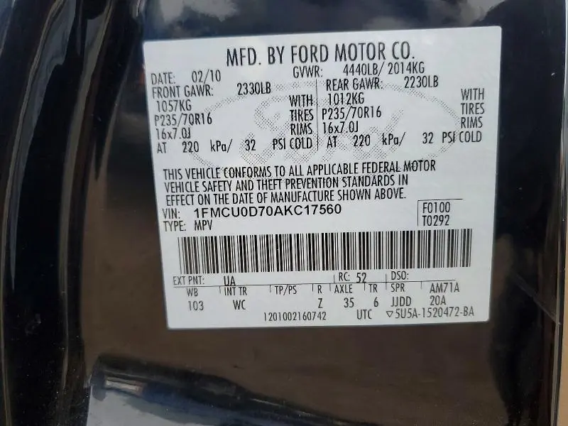 2010 FORD ESCAPE XLT  