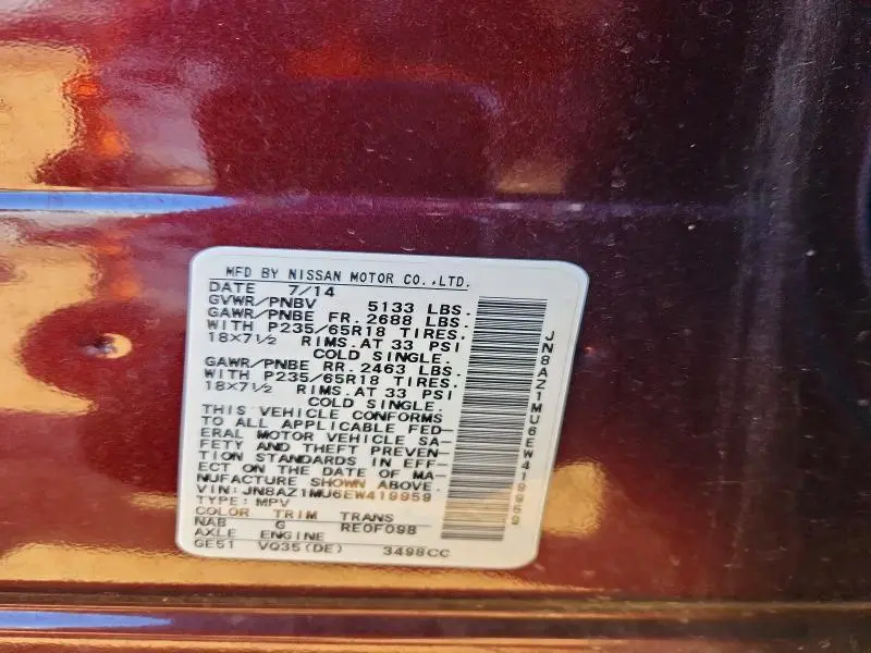 2014 NISSAN MURANO S  