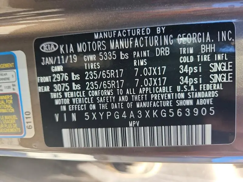 2019 KIA SORENTO LX  