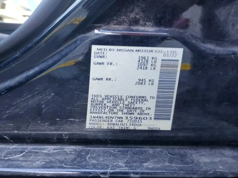 2022 NISSAN ALTIMA SV  