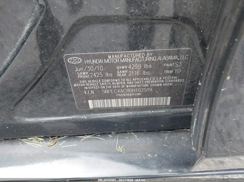 2011 HYUNDAI SONATA LIMITED