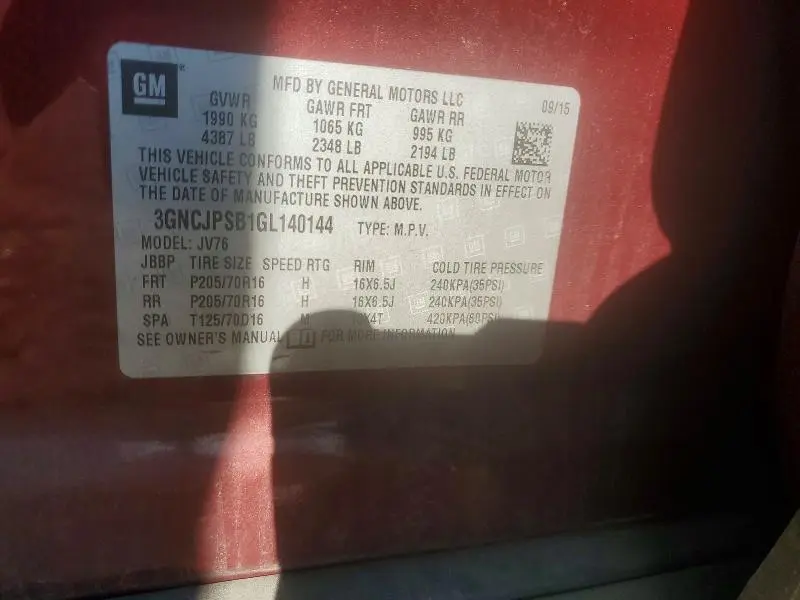 2016 CHEVROLET TRAX 1LT  