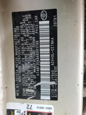 2010 TOYOTA CAMRY BASE