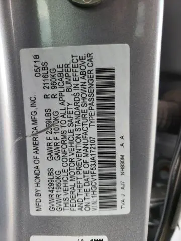 2018 HONDA ACCORD EXL  
