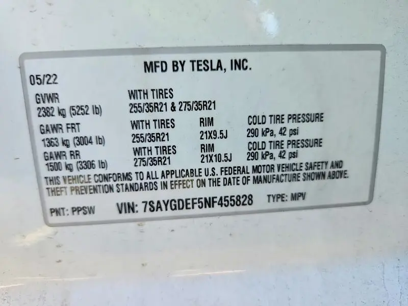 2022 TESLA MODEL Y   