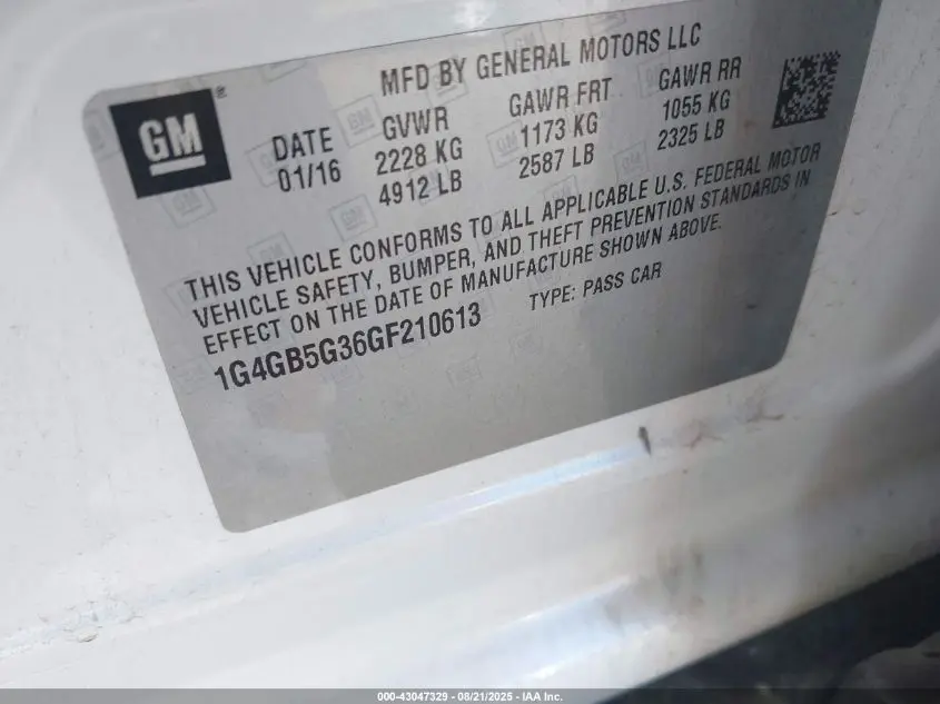 2016 BUICK LACROSSE LEATHER