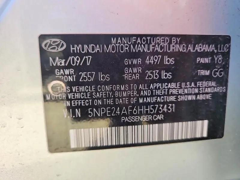 2017 HYUNDAI SONATA SE  