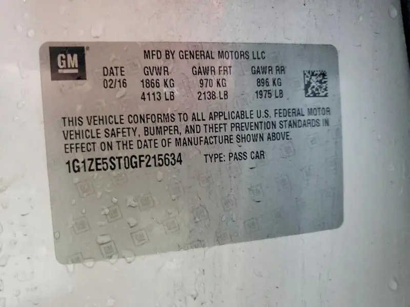 2016 CHEVROLET MALIBU LT  