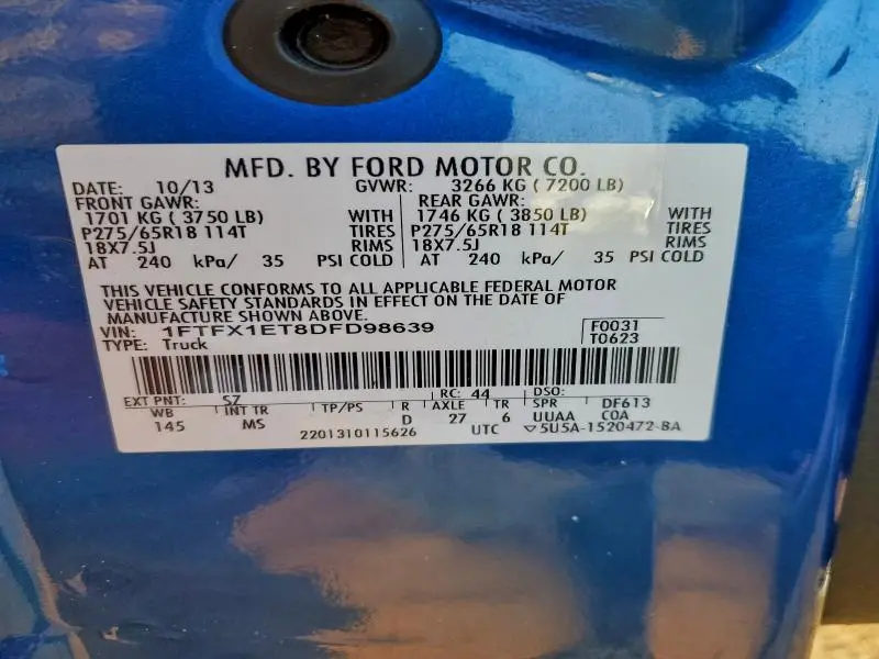 2013 FORD F150 SUPER CAB  